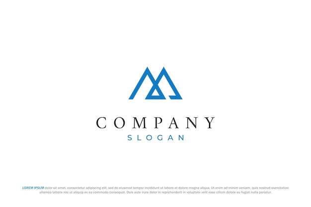 logotipo de montaña azul con doble a y m