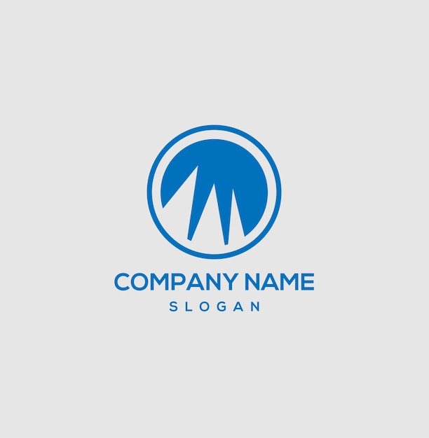 Logotipo de montaña circular con diseño de logotipo vectorial