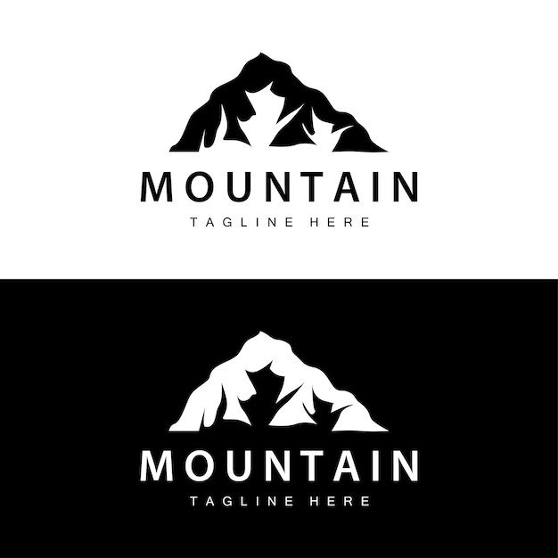 Logotipo Montaña Diseño sencillo Modelo de aventura Silueta Paisaje Estilo sencillo Estilo moderno Marca
