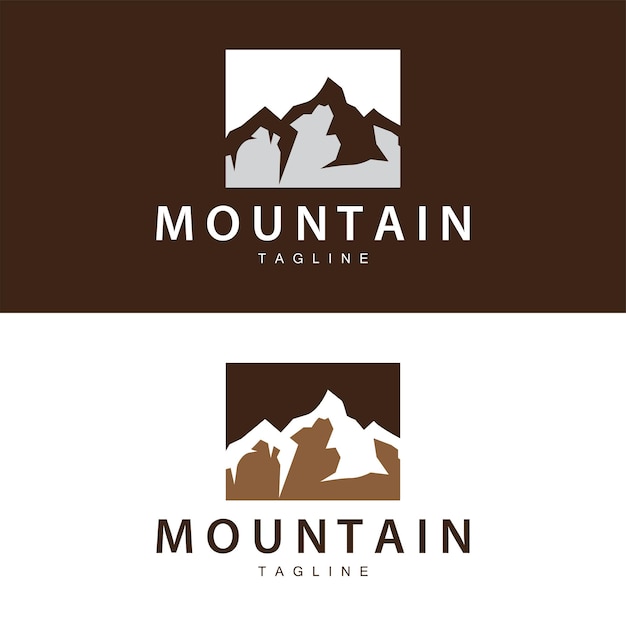 Logotipo de montaña Diseño sencillo Modelo de aventura Silueta Paisaje sencillo Moderno