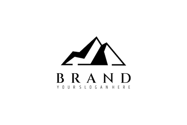 logotipo de montaña en estilo de diseño plano