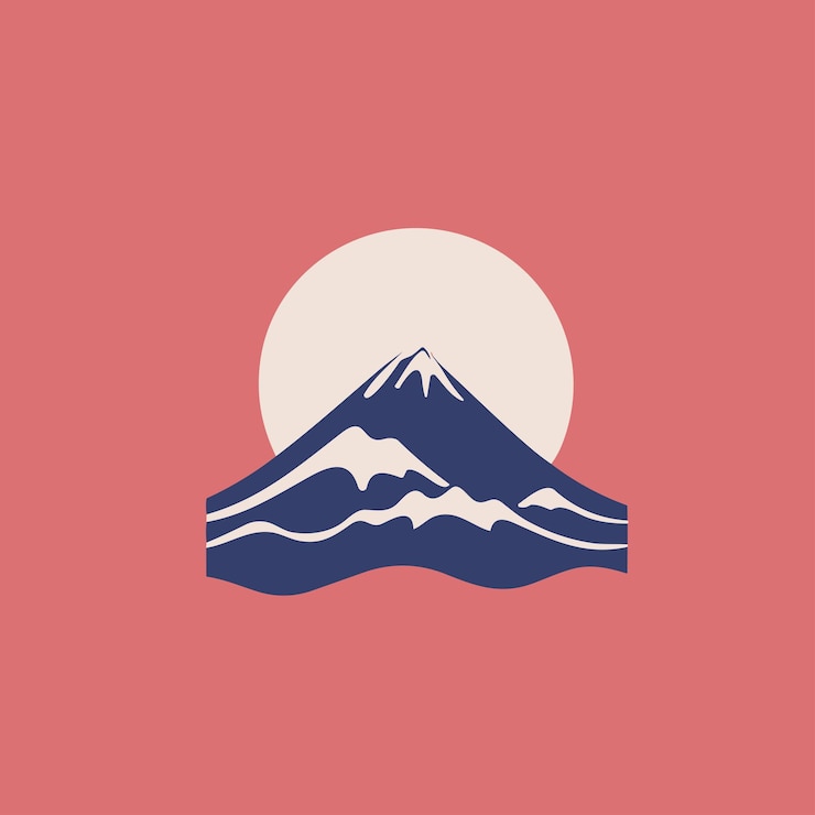 Vector logotipo de la montaña fuji minimalis