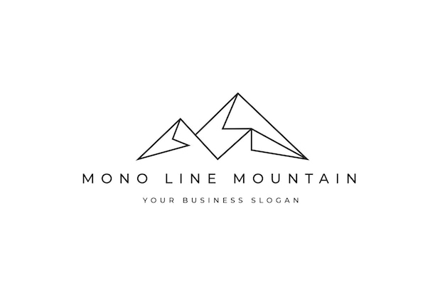 Logotipo de montaña con técnica de línea mono