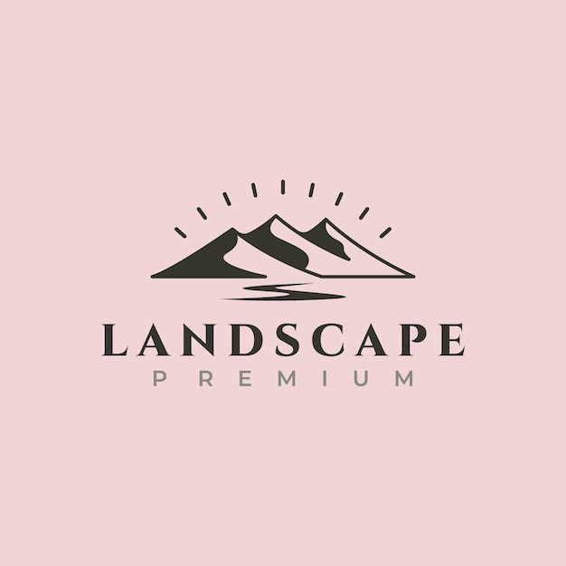 Logotipo de montaña vintage vector símbolo ilustración diseño logotipo de paisaje de montaña