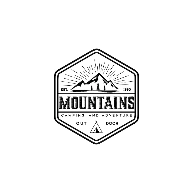 Logotipo de montaña vintage