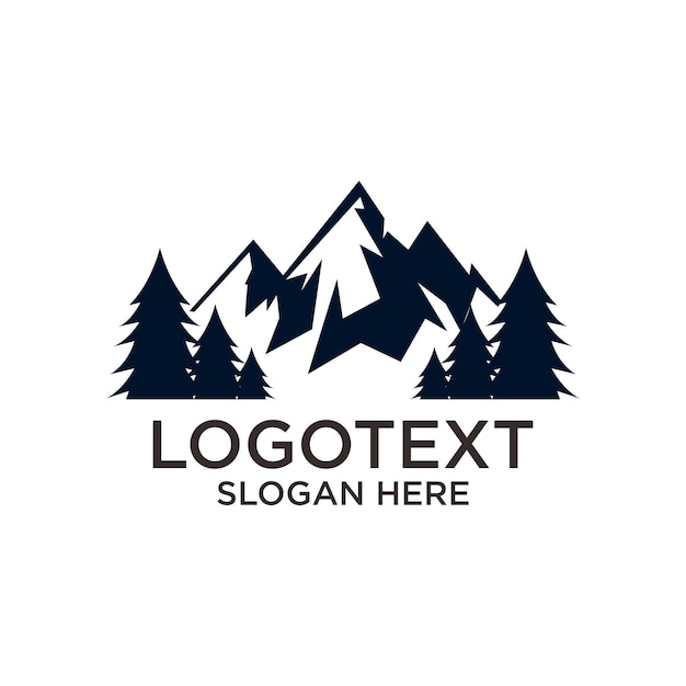 un logotipo para las montañas que dice llegar aquí en la parte superior