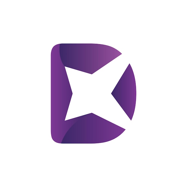 Logotipo morado y blanco con una estrella en la parte inferior.