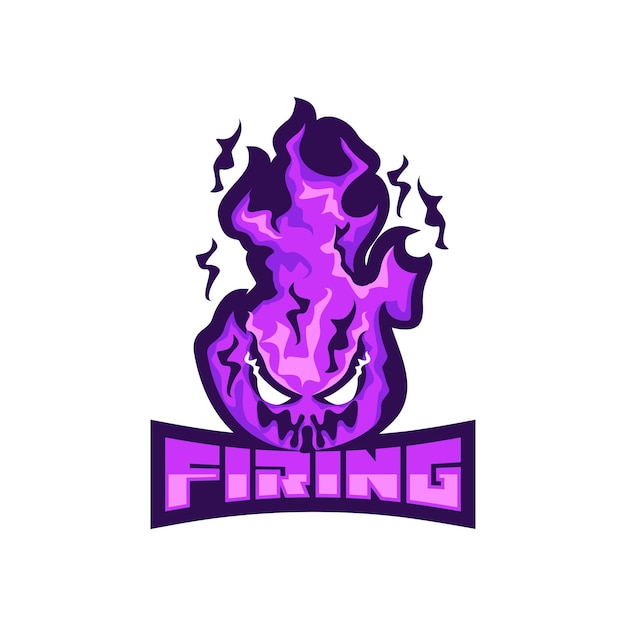 Logotipo morado del diablo de fuego