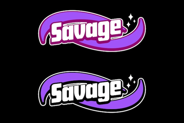 ¡logotipo morado y morado con el título salvaje!