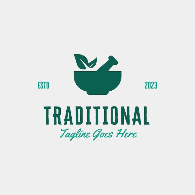 Logotipo de mortero creativo para la idea de ilustración del concepto de vector de diseño de farmacia