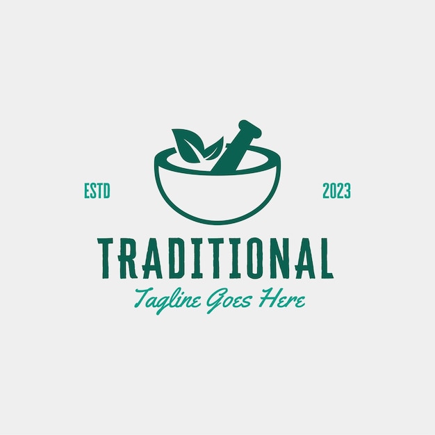 Logotipo de mortero creativo para la idea de ilustración del concepto de vector de diseño de farmacia