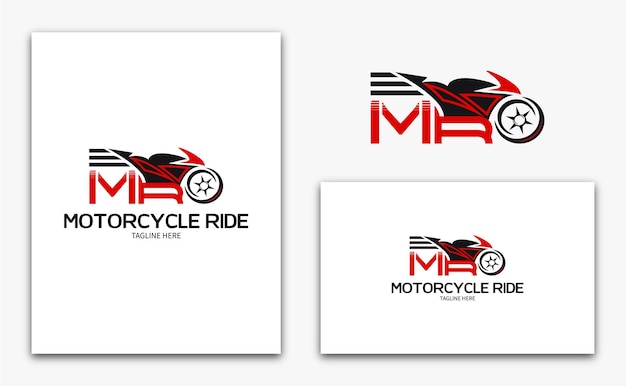 Vector logotipo de motocicleta con letra mr para la industria del deporte