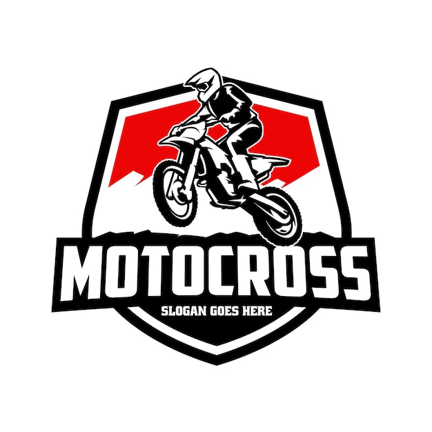 Vector logotipo de motocross con un piloto en una moto