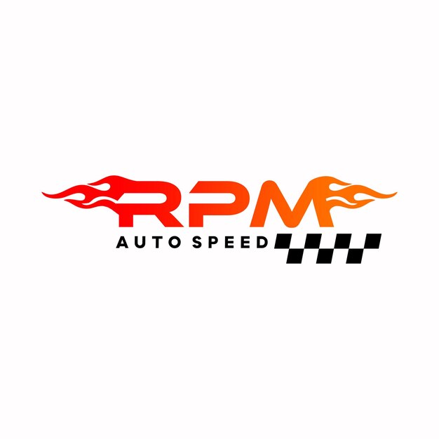 un logotipo para un motor de coche con llamas rojas en él