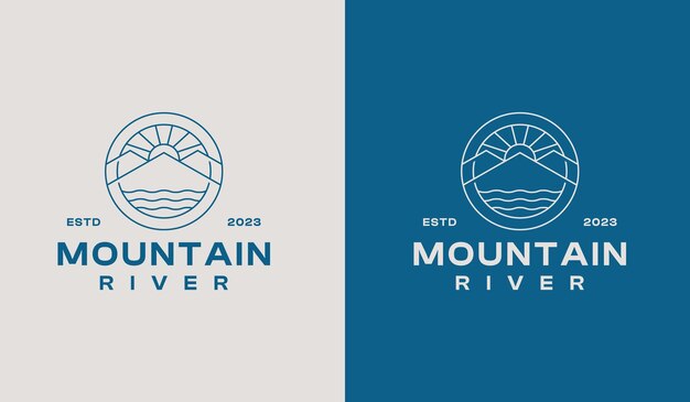 Logotipo de Mountain River Símbolo premium creativo universal Plantilla de logotipo de icono de signo vectorial Ilustración vectorial