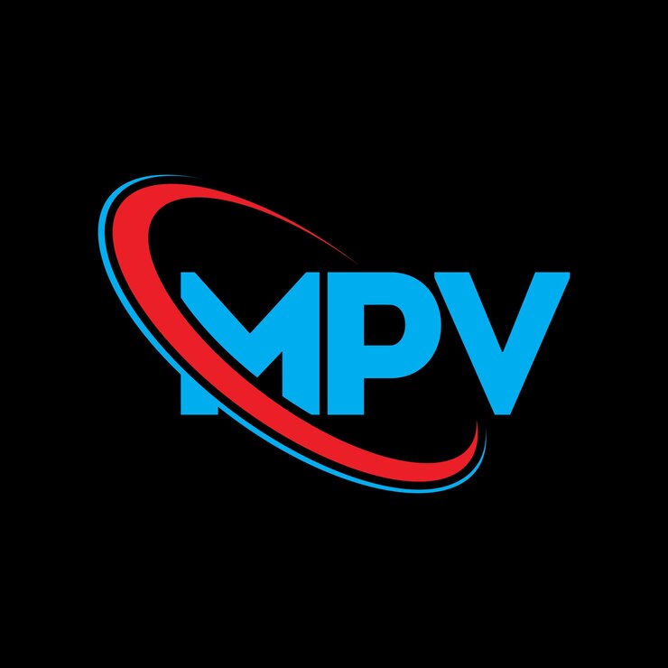 Vector logotipo mpv letra mpv letra diseño logotipo iniciales mpv logotipo vinculado con círculo y mayúscula monograma logotipo mpv tipografía para negocios de tecnología y marca inmobiliaria