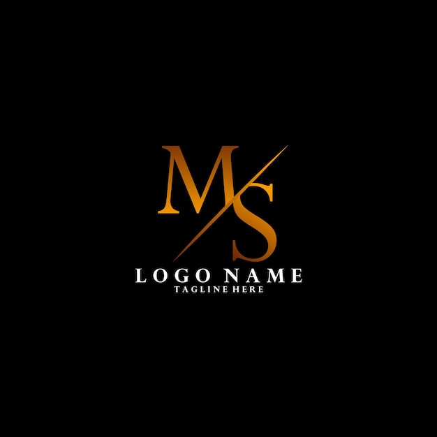 El logotipo de MS Letter Monogram Slash con una plantilla de diseños de logotipos modernos