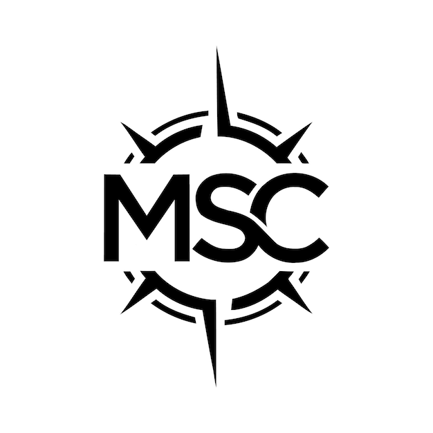 El logotipo de MSC con brújula Diseño plantilla Vector de diseño