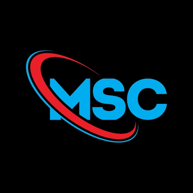 Logotipo MSC letra MSC diseño de logotipo de letra MSC iniciales logotipo MSC vinculado con círculo y mayúscula logotipo monograma MSC tipografía para negocios de tecnología y marca inmobiliaria