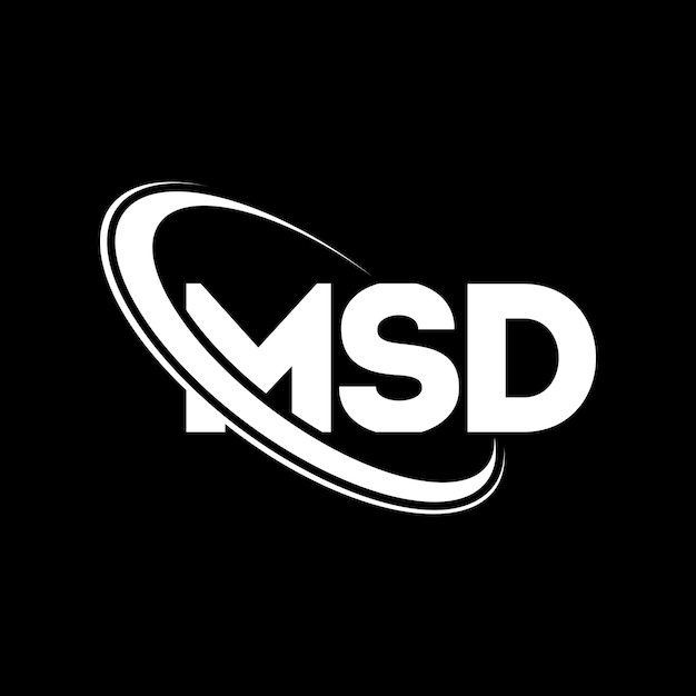 Logotipo de MSD Diseño de logotipo de letras MSD Iniciales Logotipo MSD vinculado con círculo y mayúscula Logotipo de monograma MSD tipografía para negocios tecnológicos y marca inmobiliaria