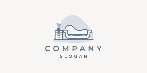 Logotipo de muebles para el hogar con elementos minimalistas.