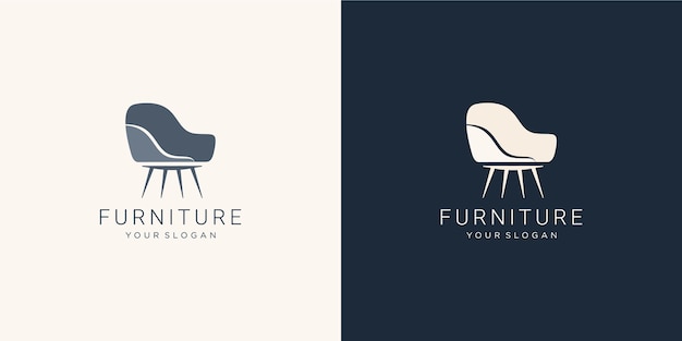 Logotipo de muebles monocromáticos con silla.