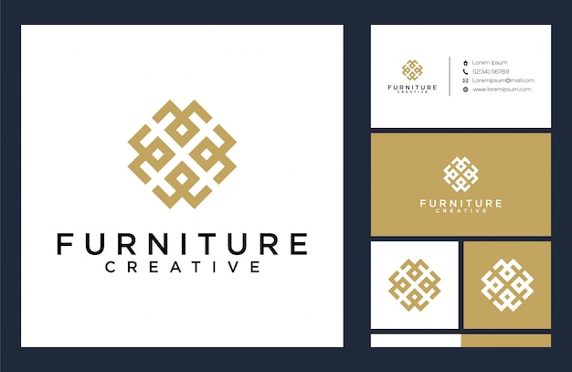 Logotipo de muebles y plantilla de tarjeta de visita