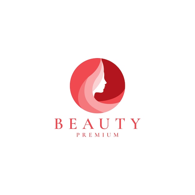 Logotipo de mujer y belleza con círculo para empresa y marca diseño de logotipo vector icono ilustración gráfico creativo