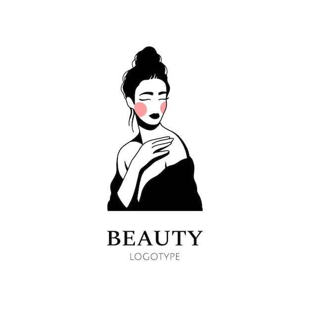 Vector logotipo de mujer de belleza dibujada a mano