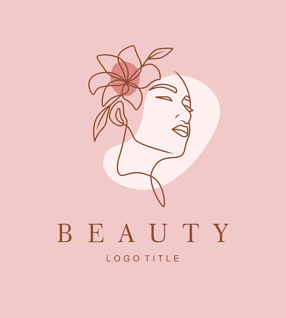 Logotipo de mujer de belleza en estilo de arte lineal