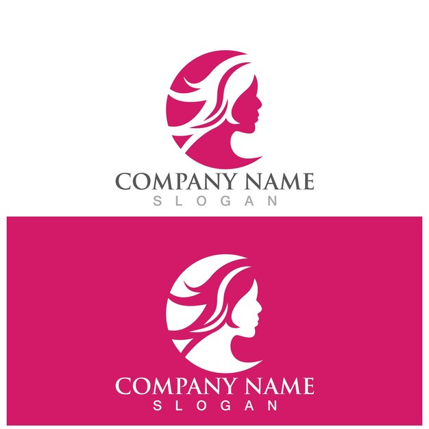 Logotipo de mujer de belleza y plantilla vectorial