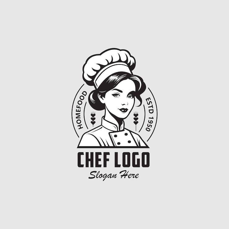 Vector el logotipo de la mujer chef