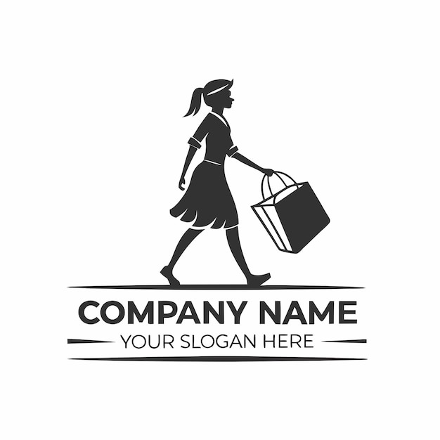 El logotipo de la mujer de compras