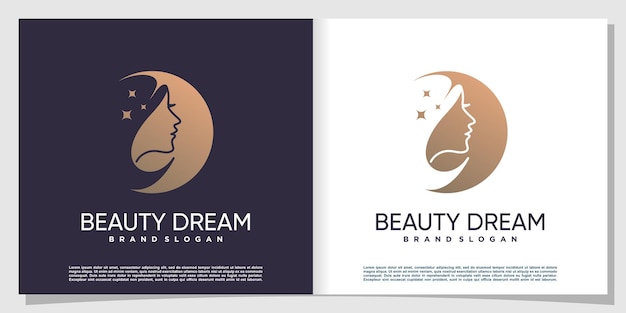 Logotipo de mujer con concepto fresco y de belleza Vector Premium