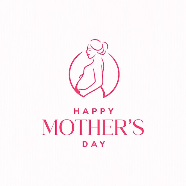 Vector el logotipo de la mujer embarazada para el feliz día de la madre