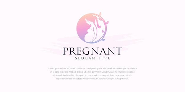 Logotipo de mujer embarazada logotipo de diseño vectorial para la marca de necesidades de mujeres embarazadas