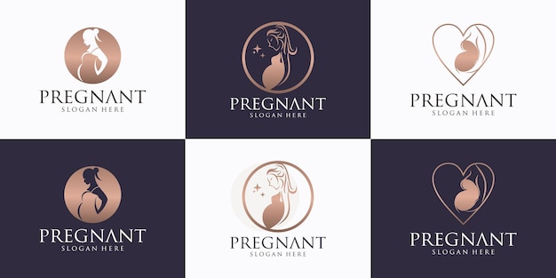 Logotipo de mujer embarazada logotipo de diseño vectorial para la marca de necesidades de mujeres embarazadas