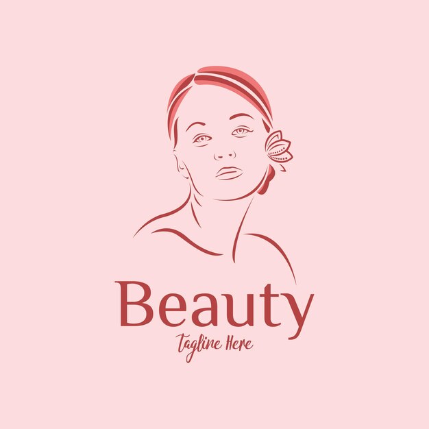 Logotipo de mujer hermosa con flor de oreja