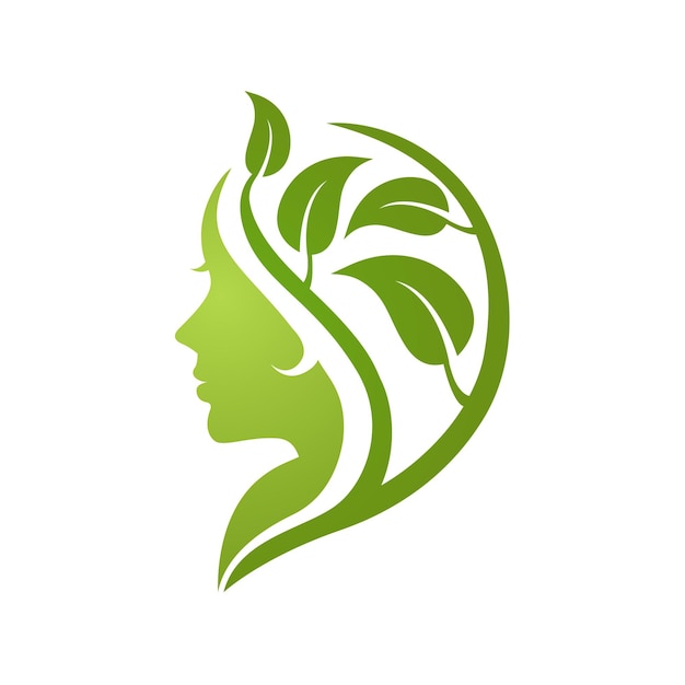 Logotipo de mujer de moda de cara natural de mujer ecológica