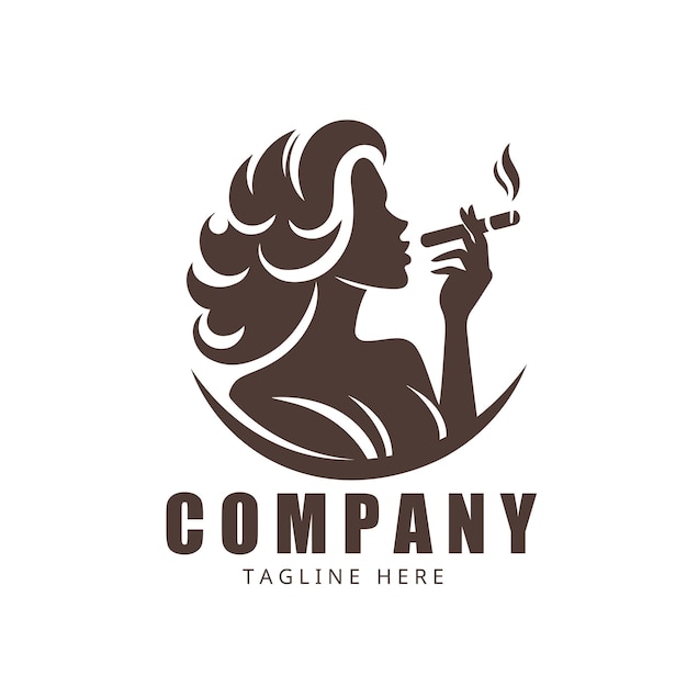 El logotipo de la mujer de negocios que fuma