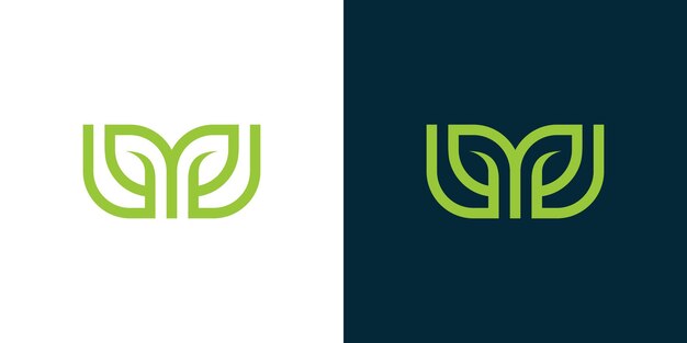 El logotipo Multiinitials M con sombra de hoja y el logotipo doble P