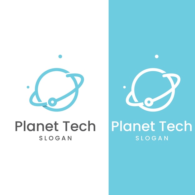 Logotipo mundial de tecnología digital moderna global o planeta tecnológico y logotipo de protección de tecnología digital con plantilla de ilustración de vector de concepto