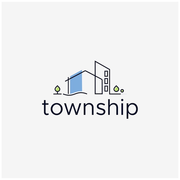 Logotipo del municipio con casa árbol tierra hierba hexágono swoosh vector verde adecuado para el medio ambiente