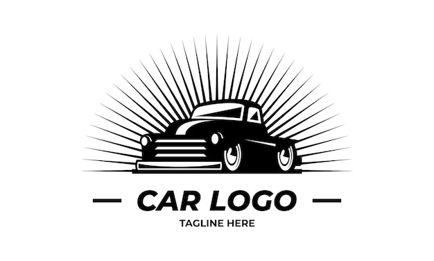 Logotipo muscular. Servicio de reparación de automóviles, restauración de automóviles y elementos de diseño de clubes de automóviles.