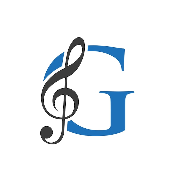 Vector logotipo de música en la letra g concepto g música nota signo sonido música melodía plantilla