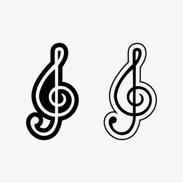 Vector logotipo de música y nota icono diseño de ilustración vectorial