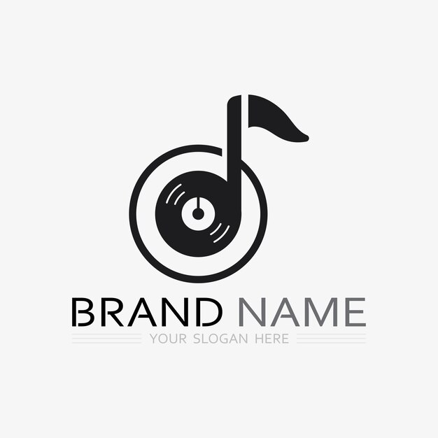 Logotipo de música y nota Icono Diseño de ilustración vectorial