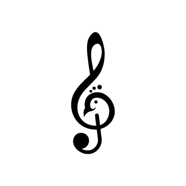 Logotipo de música y pájaro