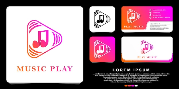 Logotipo de música reproducir logotipo de música diseño de color rosa ilustración vectorial
