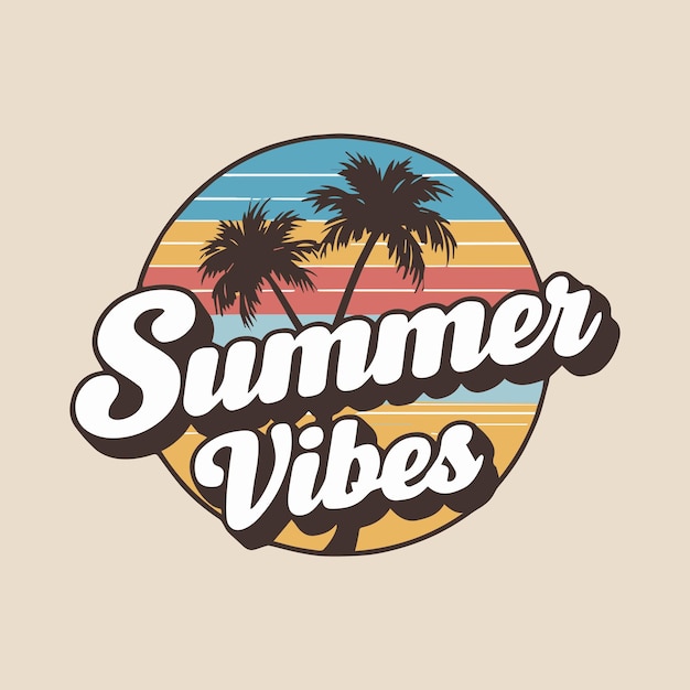 un logotipo para la música de verano con palmeras en el fondo